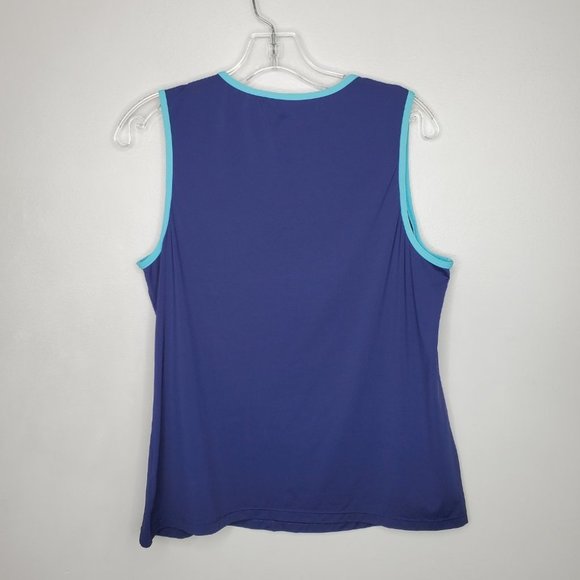 Lands' End Navy Aqua Activewear Casual Tank Top, L (14-16) - Picture 5 of 10